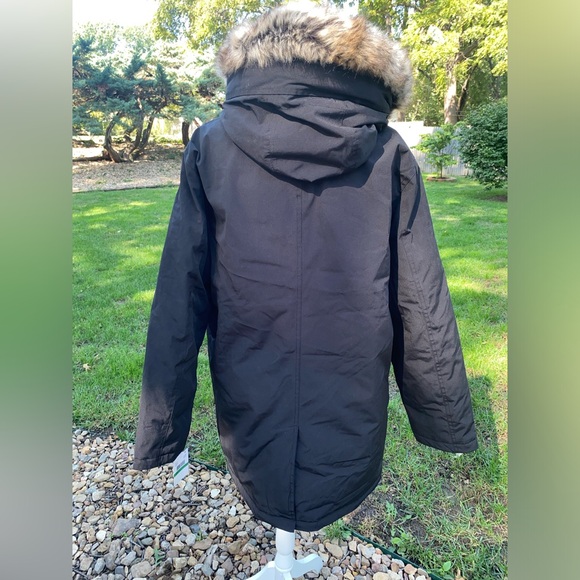 Tower By London Fog Mens Faux Fur Arctic Jacket Coat w/ Hood Black - Picture 16 of 16